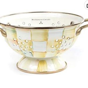 MacKenzie-Childs Parchment Check Enamel Colander, Kitchen Sink Strainer, Small